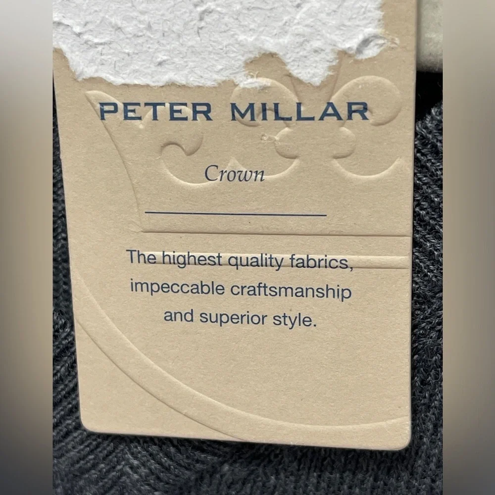 Peter Millar Charcoal Gray Autumn Crest V-Neck Sweater Merino Wool Size XXL